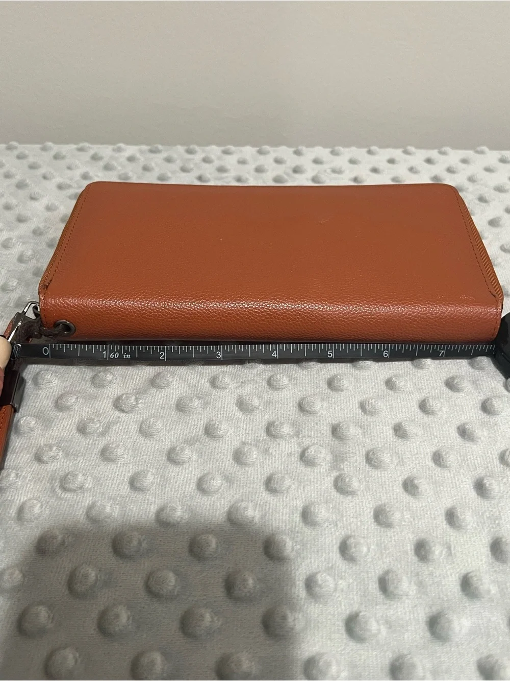 Brown Zip-Around Leather Wristlet Wallet